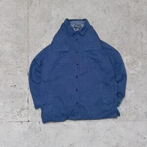 O'Neill blue button up jacket with plaid lining Size M